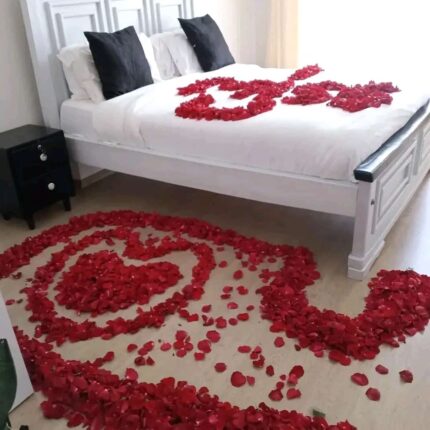 A Decorated romantic bed